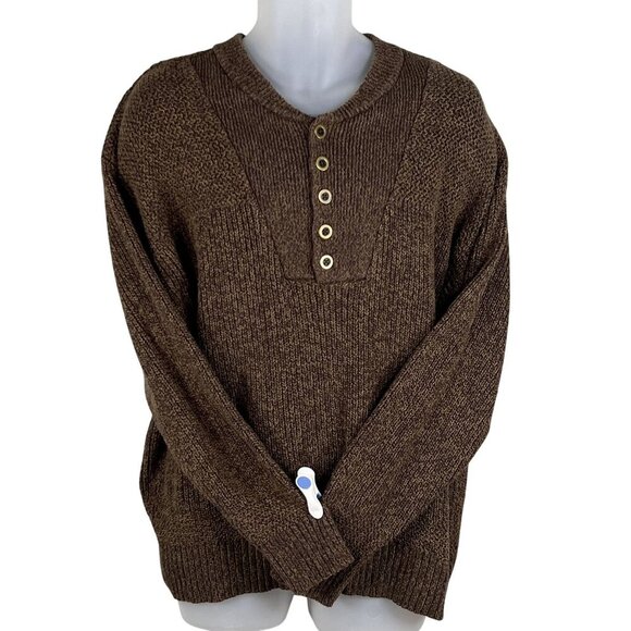 VTG Redhead Mens L Textured Henley Sweater Chocolate Heavyweight Chunky Timeless - Picture 7 of 16